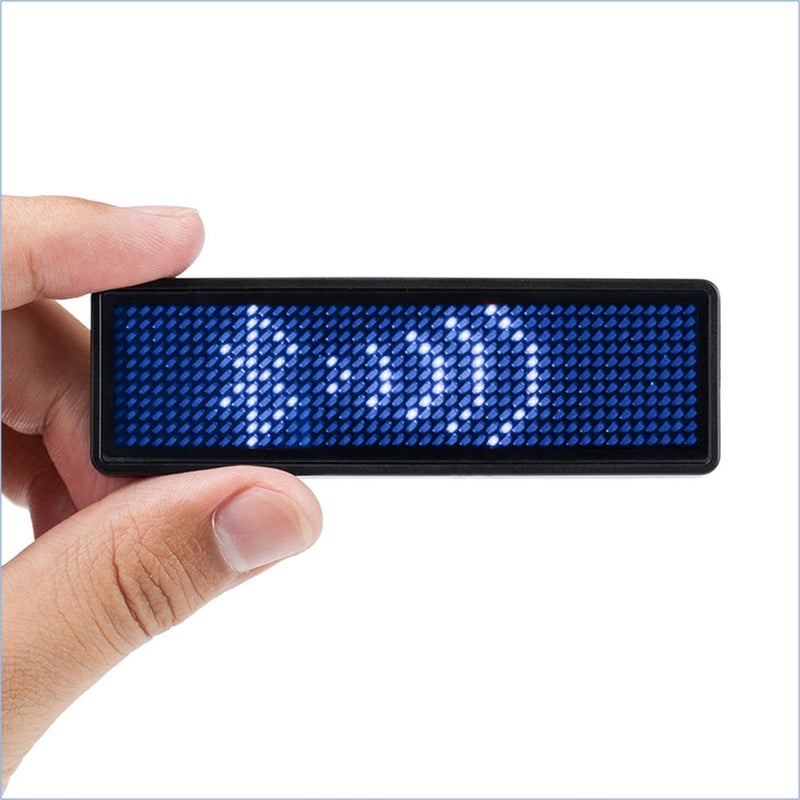 Coolbird Blue LED Name Tag, Rechargeable Wireless Bluetooth LED Name Badge Reuseable Price Tag 44x11 Pixels Digital Sign for Restaurant Shop Exhibition Nightclub Hotel - Image 1